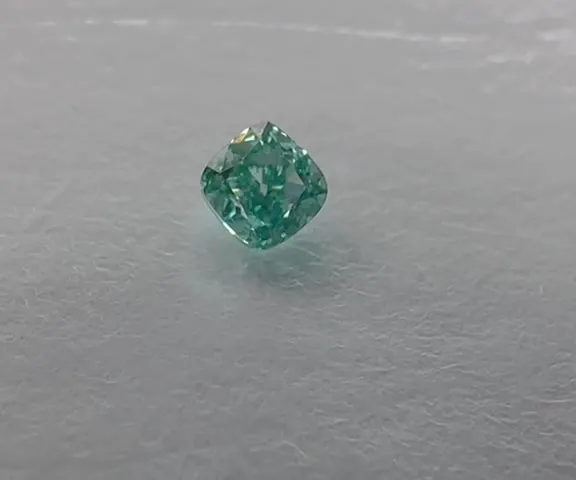 0.26ct Cushion brilliant Natural Diamond (Colour Fancy Intense Blueish Green, Clarity SI2, GIA Certified)