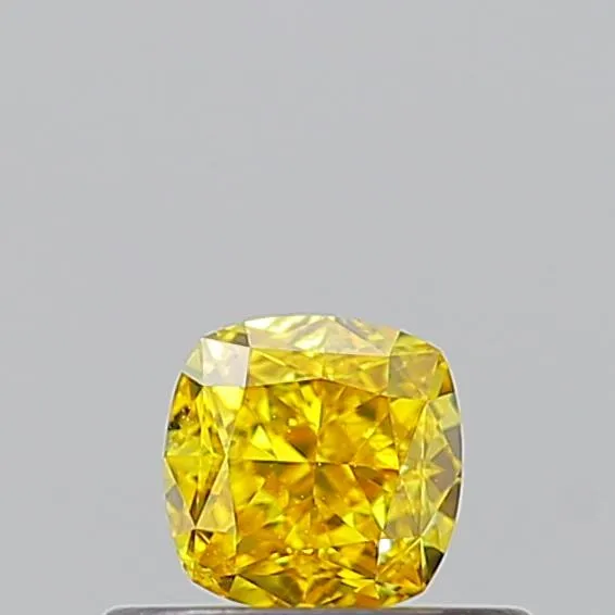0.34ct Cushion modified Natural Diamond (Colour Fancy Vivid Yellow, Clarity SI2, GIA Certified)