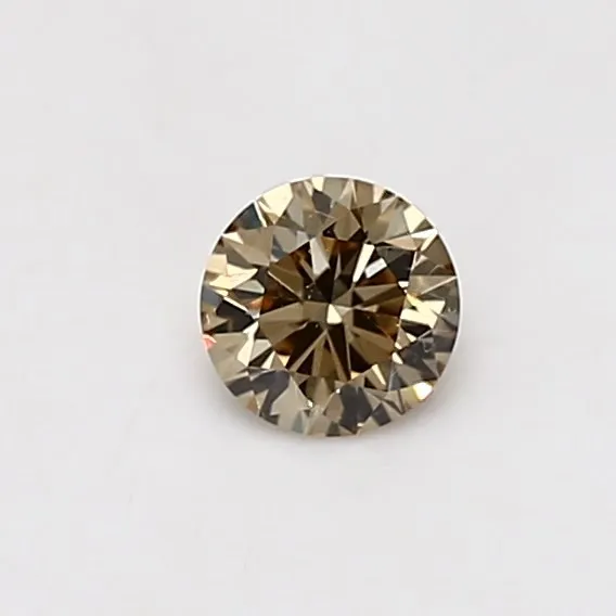 0.38ct Round Natural Diamond (Colour Light Brown, Clarity VS2, Cut EX, GIA Certified)