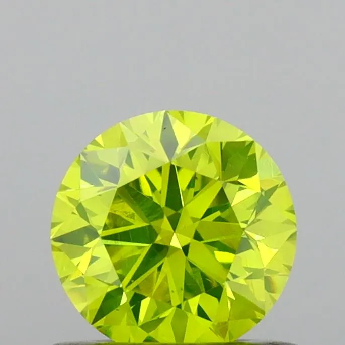 0.61ct Round Natural Diamond (Colour Fancy Intense Greenish Yellow, Clarity VS1, Cut VG, IGI Certified)