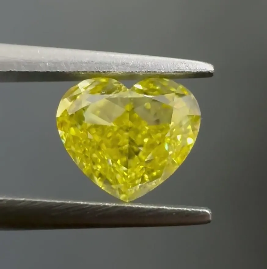0.81ct Heart Natural Diamond (Colour Fancy Intense Yellow, Clarity VS1, GIA Certified)